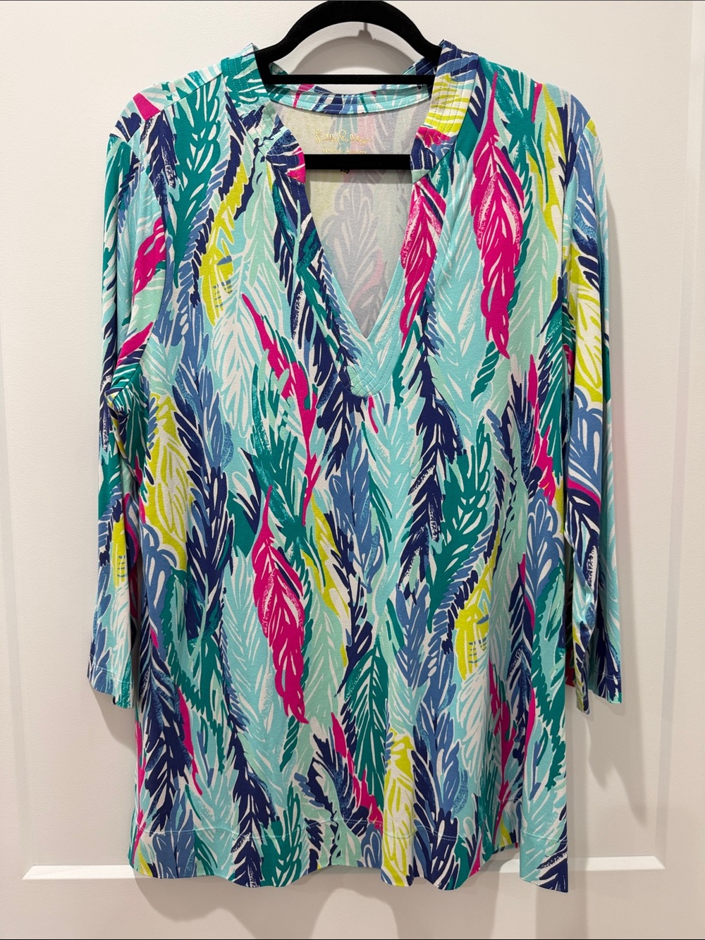 Lilly Pulitzer Multi Color Vero Tunic Light as a Feather Print XL